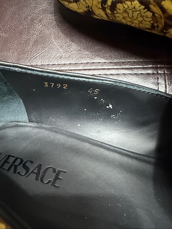 Versace Brown & Yellow Baroque Pattern Slip-On Loafers